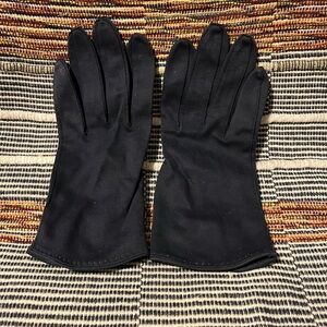 Vintage Gem Black Cotton Gloves, Size 7.5